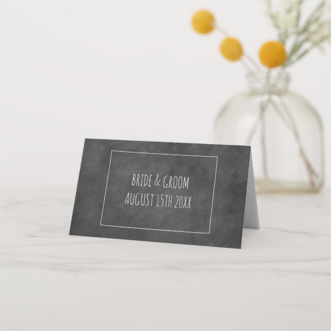 Cartão De Mesa Casamento de fundo de chalkboard negro russo (Verso)