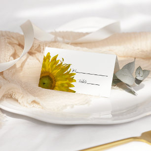 Cartão De Mesa Casamento de Girassóis Amarelos