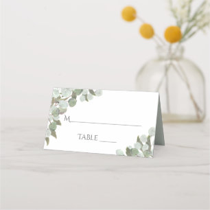 Cartão De Mesa Casamento De Gravação Eucalyptus E Greenery Waterc