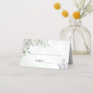 Cartão De Mesa Casamento de Gravação Eucalyptus e Lavanda em Wate