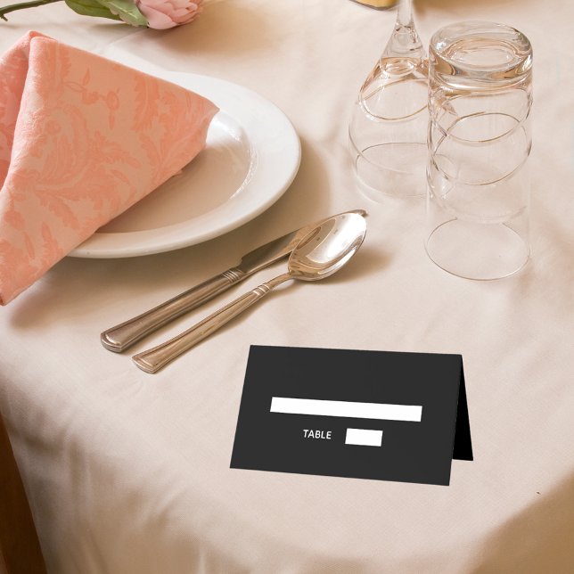 Cartão De Mesa Casamento de guião branco preto (Criador carregado)