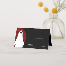 Cartão De Mesa Casamento de Halloween Fantasma Senhora Vermelha