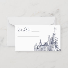 Cartão De Mesa Casamento de Ilustração do Castelo de Vintage Eleg