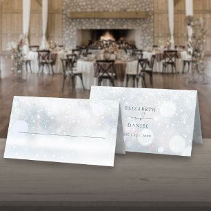 Cartão De Mesa Casamento de Inverno com Paisagem de Neve Dobrada