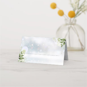 Cartão De Mesa Casamento de Inverno com Vegetação Rústica