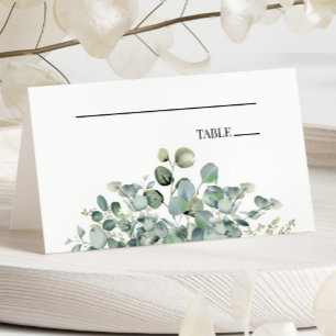 Cartão De Mesa Casamento de Jardim Botânico Verde Eucalyptus Leaf