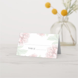 Cartão De Mesa Casamento de Jardim Branco Elegante Floral Rosa Su