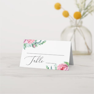 Cartão De Mesa Casamento de jardim floral, cor-de-rosa-d'água, El