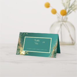 Cartão De Mesa Casamento de joias de ouro verde-esmeralda