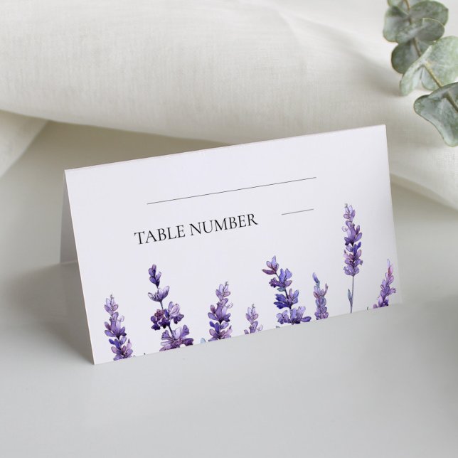 Cartão De Mesa Casamento de lavanda floral elegante (Criador carregado)