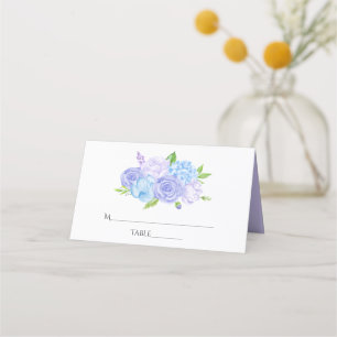 Cartão De Mesa Casamento de Lavandas Azul e Luz