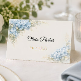Cartão De Mesa Casamento de Luxo com Hortênsias Azuis Empoeiradas