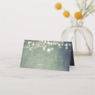 Cartão De Mesa Casamento de Luzes Noturnas Rustic Woodland