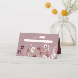 Cartão De Mesa Casamento de Mauve Boho Fall Wildflower