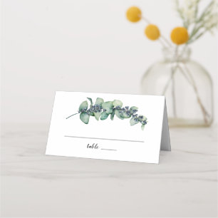 Cartão De Mesa Casamento de Monograma Botânico Eucalyptus Berry