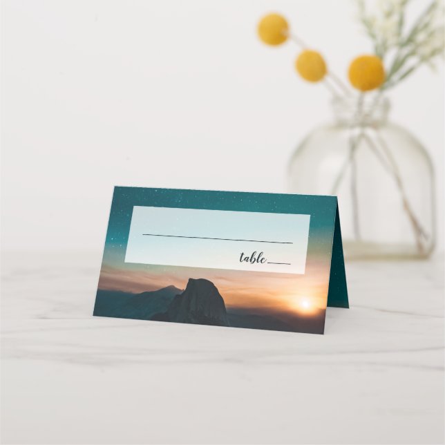 Cartão De Mesa Casamento de Montanha da Galáxia Elegante por Estr (Frente)