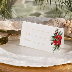 Cartão De Mesa Casamento de Natal Clássico Simples
