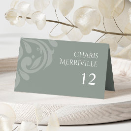 Cartão De Mesa Casamento de Oliva Pale Elegante Minimalista Foto 