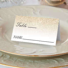 Cartão De Mesa Casamento de Ombre Branco e Dourado