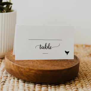 Cartão De Mesa Casamento de Opção Simples de Galinha Negra