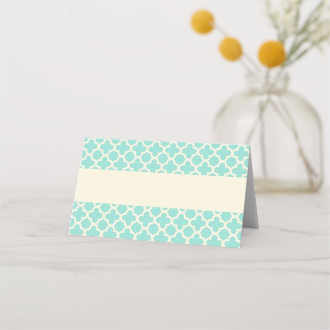 Cartão De Mesa Casamento De Padrões De Mint Green Ivory Quatrefoi (Frente)