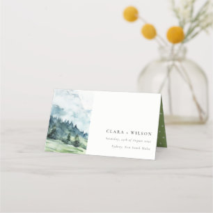 Cartão De Mesa Casamento de Paisagem de Montanha de Neve Molhada