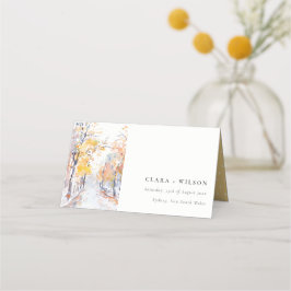 Cartão De Mesa Casamento de Paisagem de outono Amarelo Russo Past