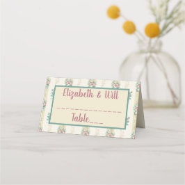 Cartão De Mesa Casamento de Papel de Carteira Floral de 1940