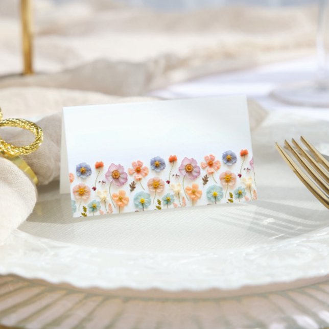 Cartão De Mesa Casamento de Pastel Pink Boho Wildflower (Criador carregado)