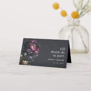 Cartão De Mesa Casamento de Pele Negra-Negra-Púrpura-Escuro Moody