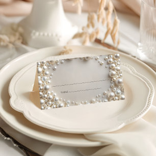 Cartão De Mesa Casamento de Pérolas Elegante