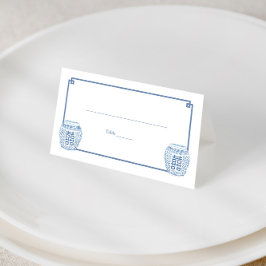 Cartão De Mesa Casamento De Pinças De Chinoiserie Azul Chic E Gen