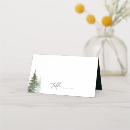 Cartão De Mesa Casamento de Pines Florestais Selvagens