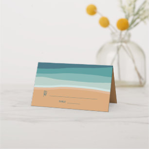 Cartão De Mesa Casamento de Praia de abstrato Ocean