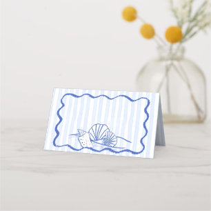 Cartão De Mesa Casamento de praia na orla azul