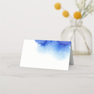 Cartão De Mesa Casamento de praia náutica azul-impermeável