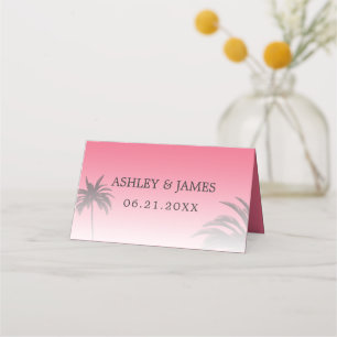 Cartão De Mesa Casamento de Praia Tropical de Palma Rosa