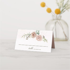 Cartão De Mesa Casamento de Rosas Rosa Elegante Vintage