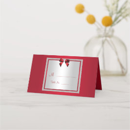 Cartão De Mesa Casamento de Ruby Red & Silver Glitter Elegante