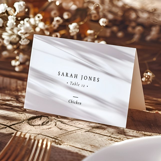 Cartão De Mesa Casamento de Script de Caligrafia Mínima Elegante (Criador carregado)