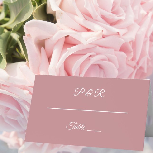 Cartão De Mesa Casamento de Script Estilizado Dusty Rosa Simple (In Situ Wedding)