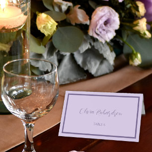 Cartão De Mesa Casamento de Script Lilac e Lavanda