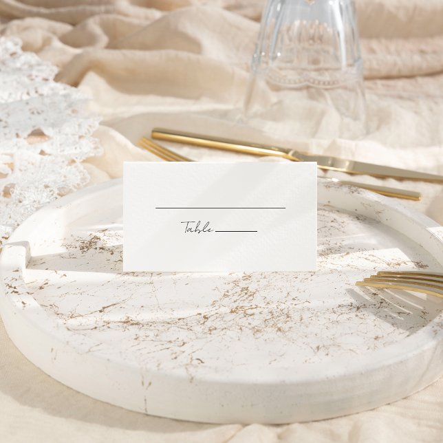 Cartão De Mesa Casamento de Script Moderno Branco Dobrado (Criador carregado)