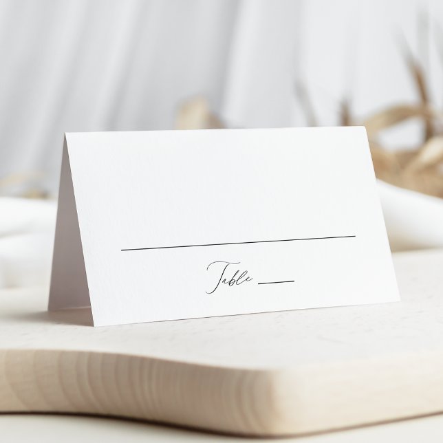 Cartão De Mesa Casamento de Script Negro Elegante Moderno (Criador carregado)