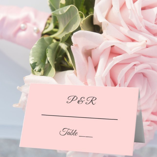 Cartão De Mesa Casamento de Script Simples Estilizado, Cor-de-Ros (In Situ Wedding)