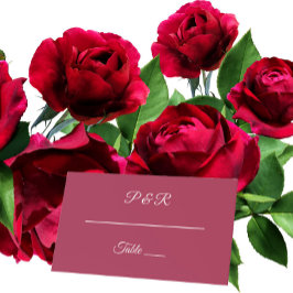 Cartão De Mesa Casamento de Script Simples Estilizado, Vermelho, 