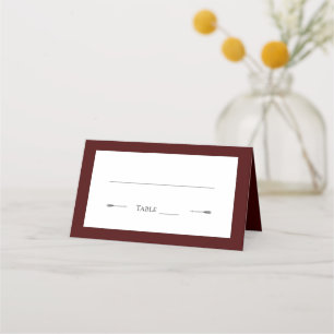 Cartão De Mesa Casamento de setas minimalista Vermelho