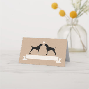 Cartão De Mesa Casamento de Silhouettes, Ponteiro Alemão Curto