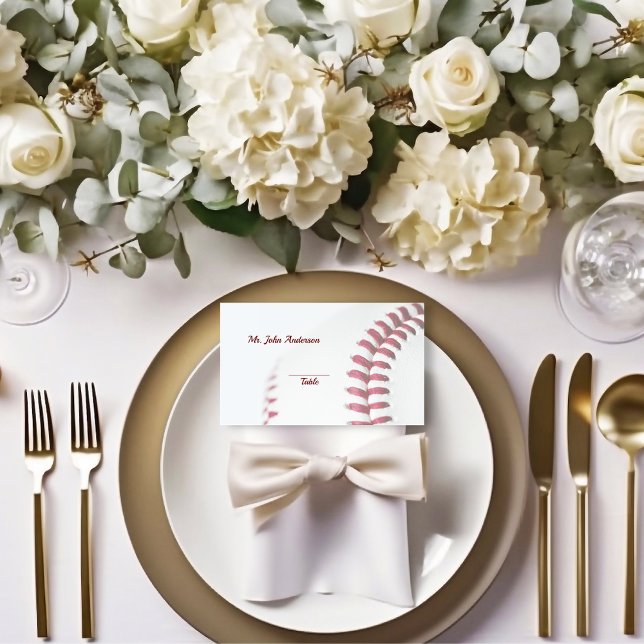Cartão De Mesa Casamento de Tema Baseball com Nome de Convidado (Criador carregado)