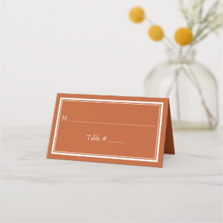 Cartão De Mesa Casamento de Terracota Minimalista de Borda Modern